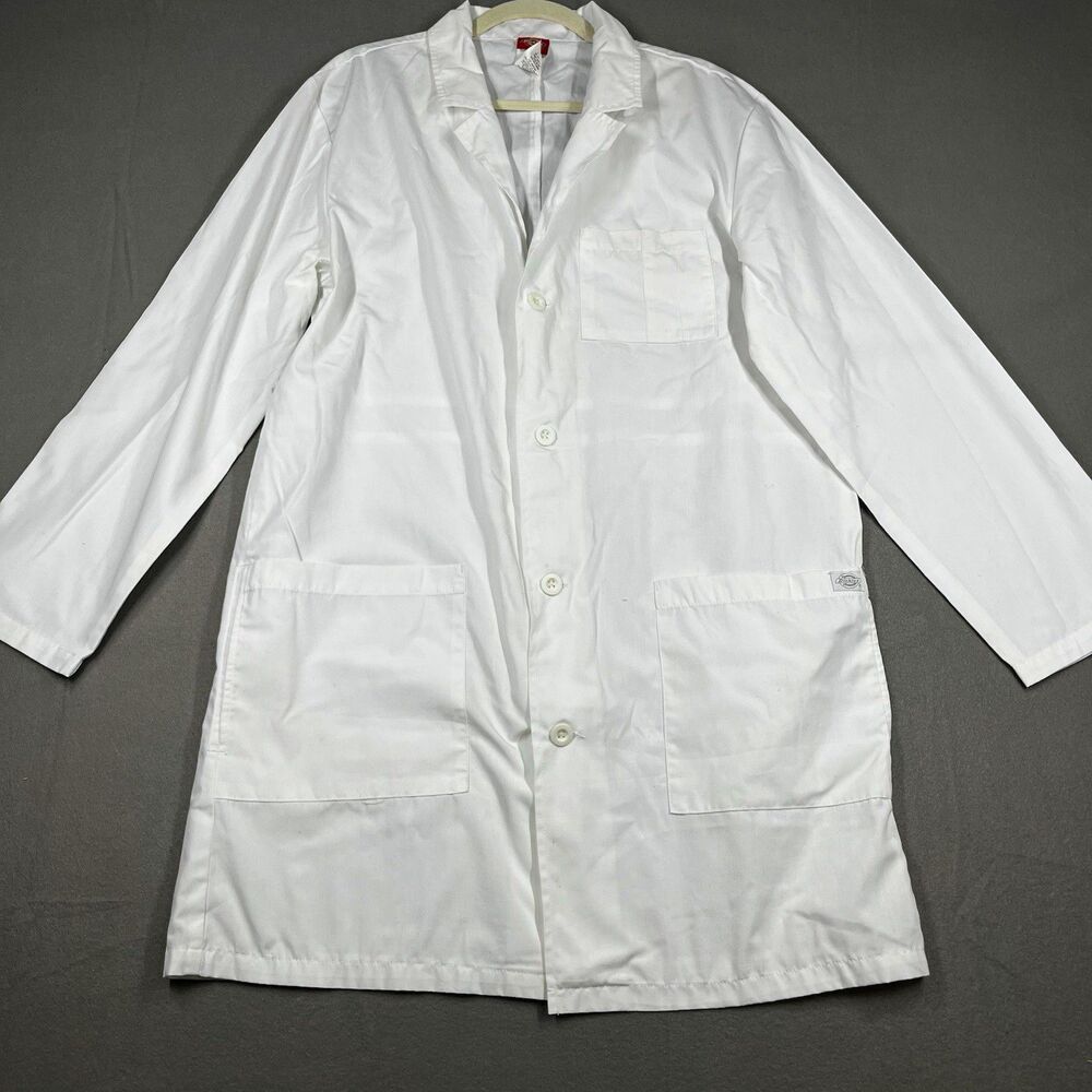 Dickies Unisex Medical Lab Coat White M 41" Length Style 83402 Poly/Cotton
